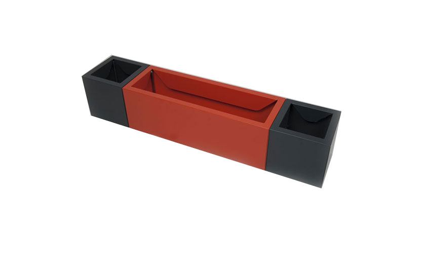 jardinière rectangle bicolore orange et gris anthracite