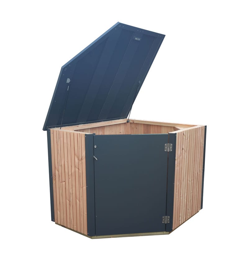 Local bois d'angle pour jardin gris anthracite